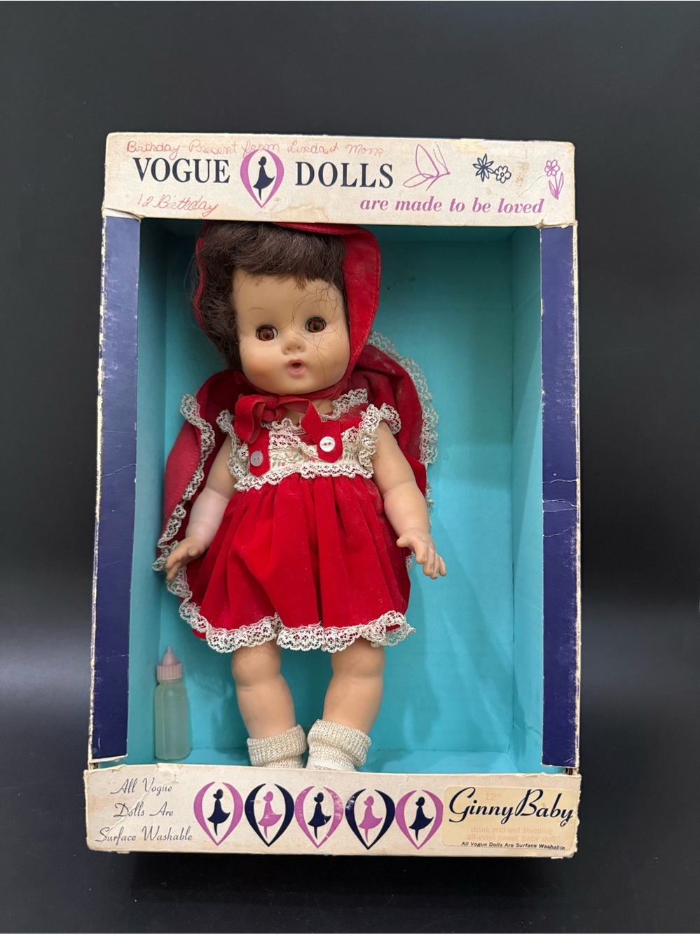 Vintage 1950s Vogue 12” Ginny Baby Drink Wet Sleeping All-Vinyl Sweet Baby Doll